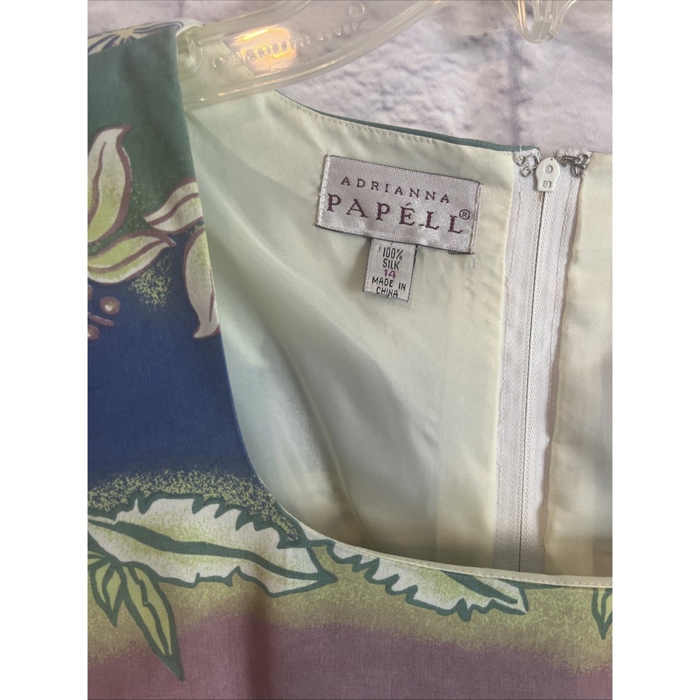 Adrianna Papell Women's Vintage 90s 100% Silk Cottagecore  Dress Size 14 - Picture 3 of 14